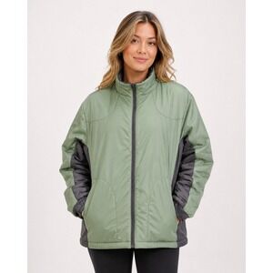 Tri-Mountain Women's XL Insulated‎ Puffer Jacket Sage Green Gray Full Zip